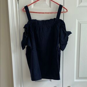 Elegant Navy Off-Shoulder Top